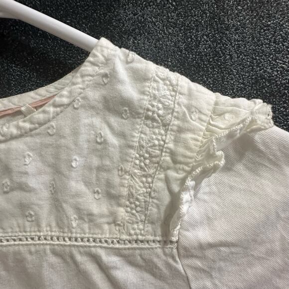 Mini Boden Blouse White Swiss Dot Ruffles Embroidery 100% Cotton Size 4-5Y 110cm - Picture 3 of 7